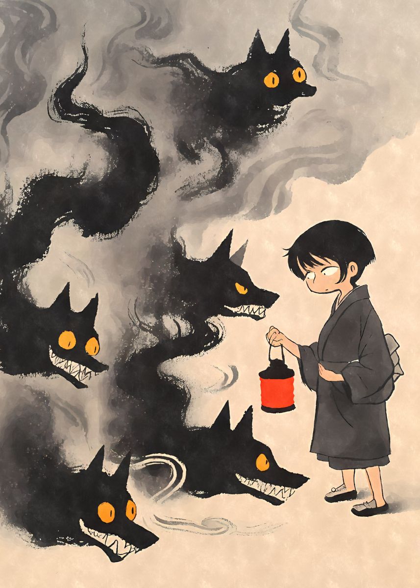 Yokai Shadow Wolves Poster