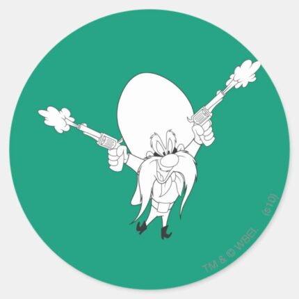 Yosemite Sam Guns Blazing Classic Round Sticker