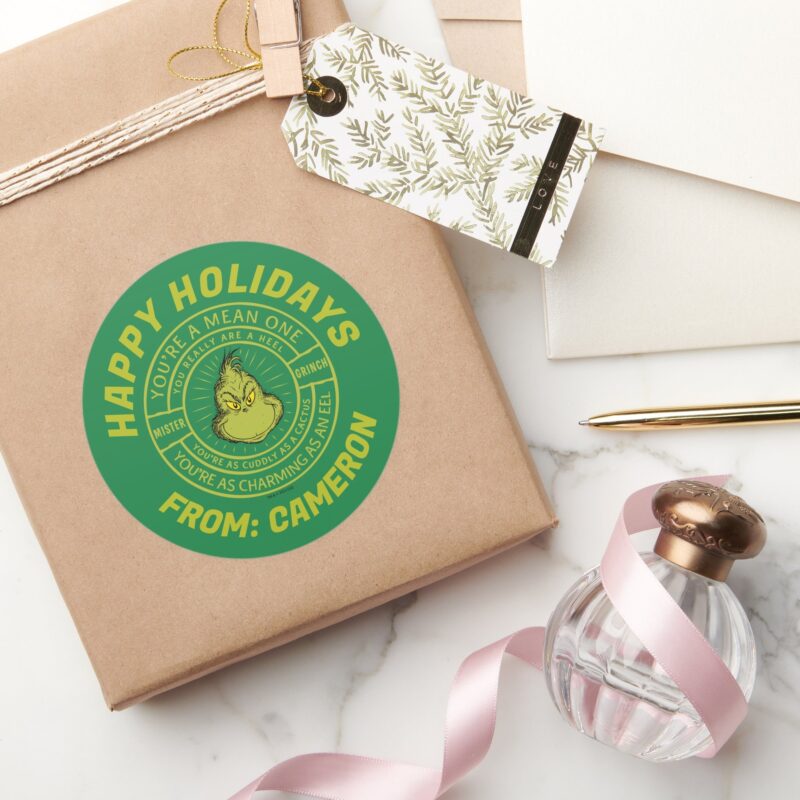 Youre A Mean One Mister Grinch Merry Christmas Classic Round Sticker