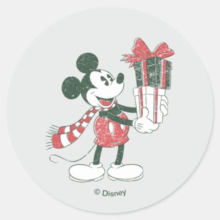Yuletide Joy Merry Christmas Mickey Classic Round Sticker