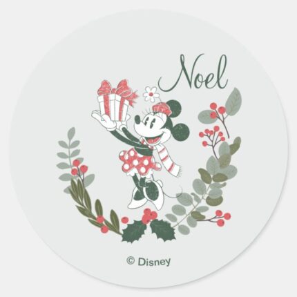 Yuletide Joy Minnie Noel Classic Round Sticker