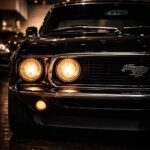 Classic Black Mustang Car Close-Up