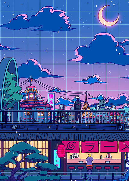 Konoha City Pop Pastel Poster