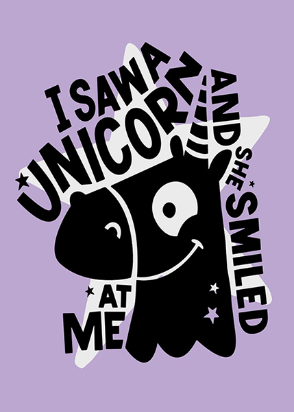 I Saw a Unicorn and She Smiled at me Purple Poster
