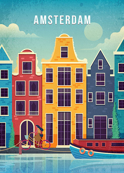 Amsterdam Travel Poster