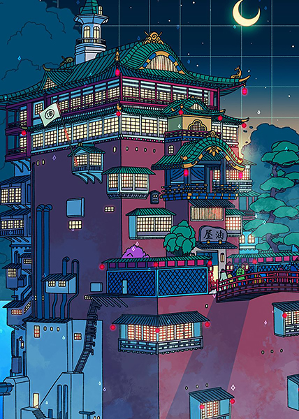 Bath house City Pop Pastel Poster