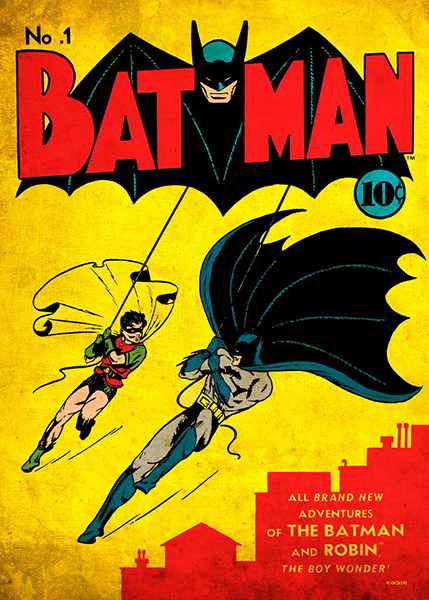 Batman and Robin Flying Comic Poster