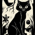 Bink Woodcut Moon Halloween Poster