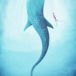 Blue Whale Rivers Minimalist Travel Poster