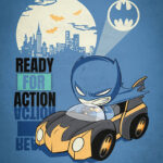 Chibi Batman Ready for action Bat Mobile Poster