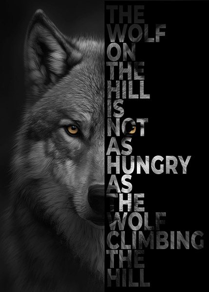 Climbing Wolf is Hungrier than Hill Wolf animal motivational Poster