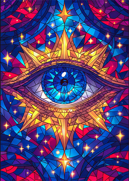 Cosmic Stellar eye surrounded by intricate patterns and vibrant colors Poster