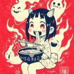 Demon Girl Eating Ramen Poster