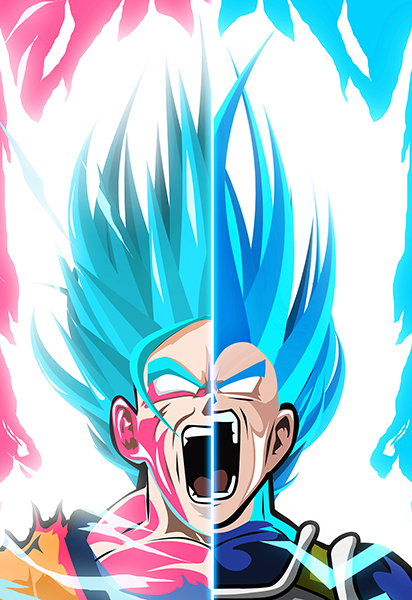 Dragon Ball Goku x Vegeta Super Saiyan Blue Poster