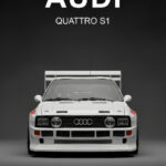 white Audi Quattro S1 Rally Car poster