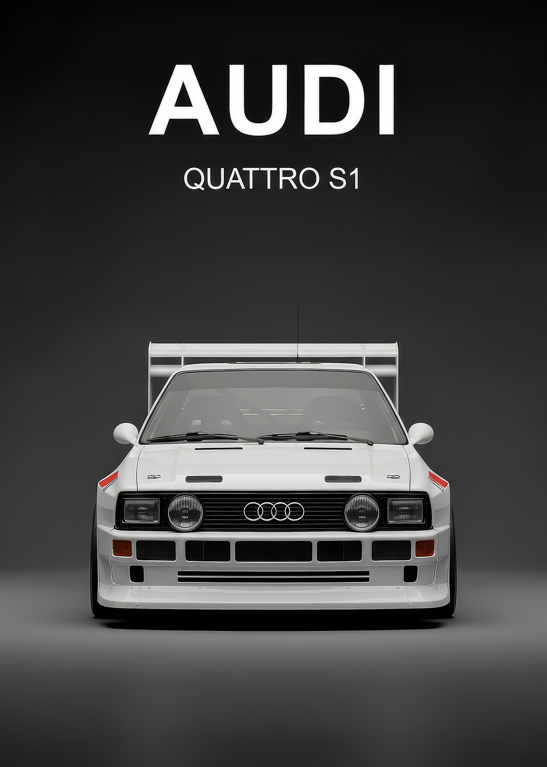 white Audi Quattro S1 Rally Car poster
