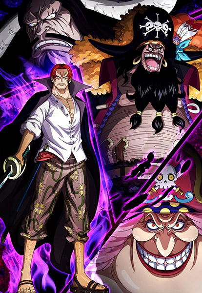 Emperors Kaido Black Beard Shanks and Big Mom One Piece Poster