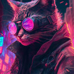 Cyberpunk Human Cat Poster