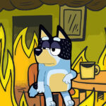 Funny relaxed Dog house on fire Poster