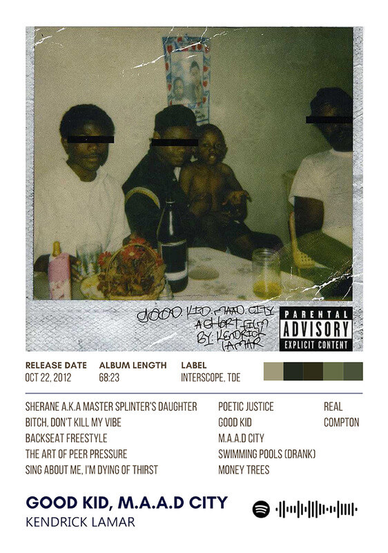 Good Kid MAAD City By Kendrick Lamar Album Poster