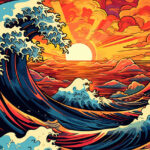 Great Sunset Ocean Wave Poster