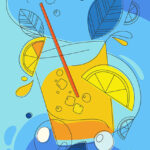 Illustration with citrus cocktail in doodle style Poster