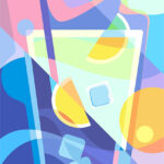 Illustration with citrus cocktail in abstract style Poster