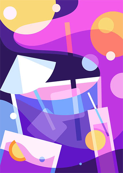 Illustration with party cocktails in abstract style Poster