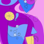 Illustration with party cocktails in doodle style Poster