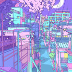 Japan Stairs City Pop Pastel Poster