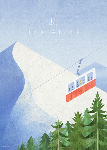 Les alpes Mountain Range Minimalist Travel Poster