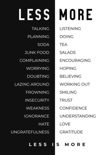 Less is More motivational Quote Poster
