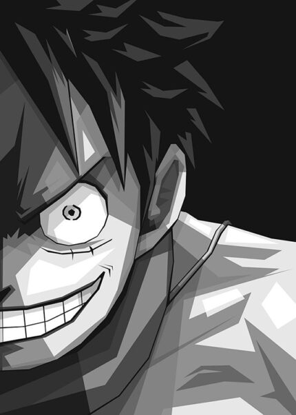 Luffy Grey One Piece Pop art Poster