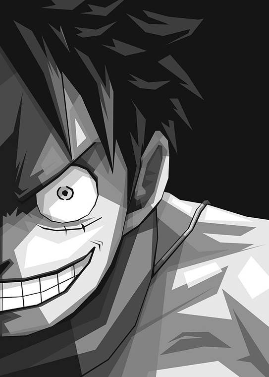 Luffy Grey One Piece Pop art Poster