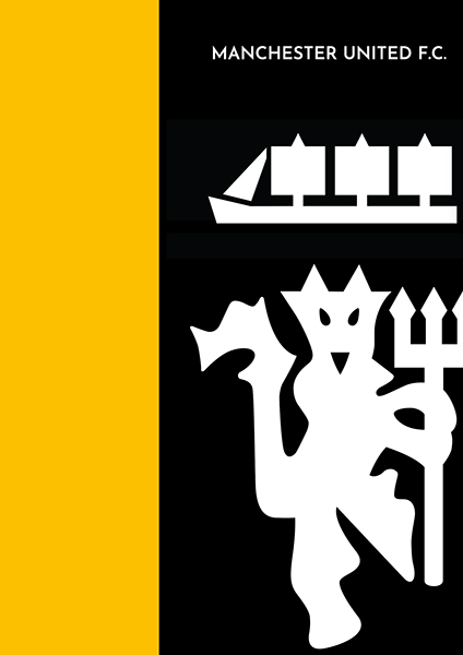 Manchester United Lion Logo Black and Yellow Poster