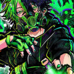 Masked Vantablack Boy on neon green anime Comic Poster