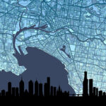 Melbourne Skyline Australia Maps Poster