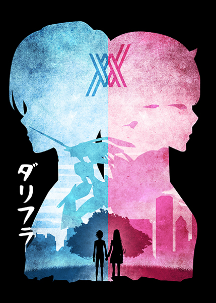 Minimalist Silhouette 002 Darling Franxx anime Poster
