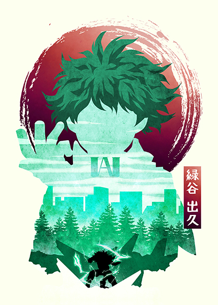 Minimalist Silhouette Deku My Hero Academia anime Poster