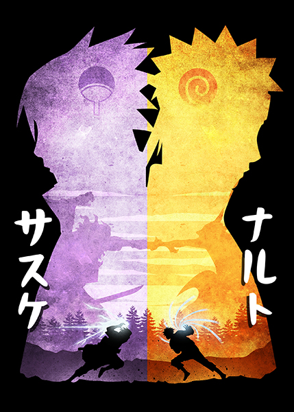 Minimalist Silhouette Rivals Naruto Shippuden anime Poster