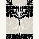 Minimalistic Black And Grey Floral Pattern Poster