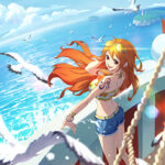 Nami and Thousand Sunny One Piece Poster