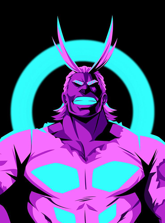Neon All Might MHA Poster