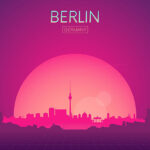 Neon Berlin Skyline Poster
