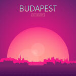 Neon Budapest Skyline Poster