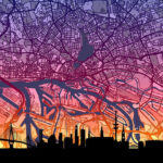 Neon Hamburg Skyline Deutschland Maps Poster