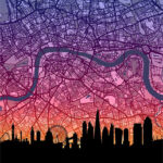 Neon London Skyline England Maps Poster
