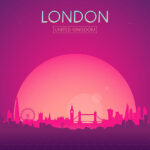 Neon London Skyline Poster
