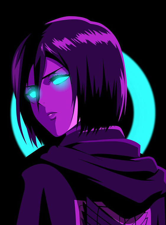 Neon Mikasa Ackerman Attack on Titan Poster