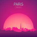Neon Paris Skyline Poster